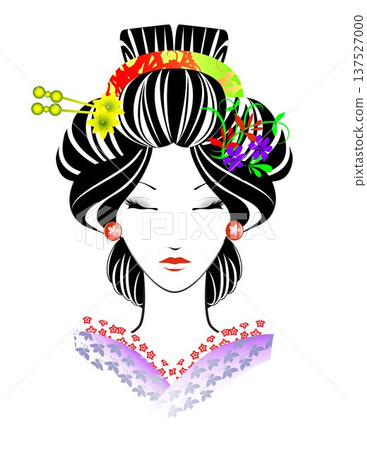 女人的臉，日式髮型，和服 137527000