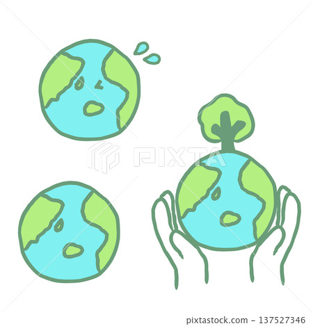 Hand drawn cute earth and environmental protection illustration 137527346