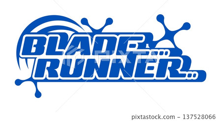 Blue Y2K streetwear blade runner icon or print. Apparel text Y2K print, clothing futuristic retro isolated vector emblem. Brand typography funky label element or streetwear graphic vintage icon Blue Y2K streetwear blade runner icon or print. Apparel text Y2K print, clothing futuristic retro isolated vector emblem. Brand typography funky label element or streetwear graphic vintage icon 137528066