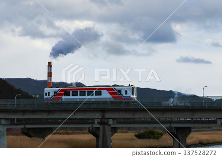 Smoking chimney and Sanriku Railway Smoking chimney and Sanriku Railway 137528272