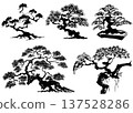 松樹盆景手寫毛筆插圖 137528286