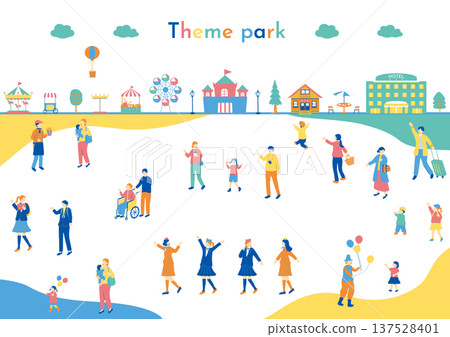 人們在主題樂園玩得很開心 人們在主題樂園玩得很開心 137528401