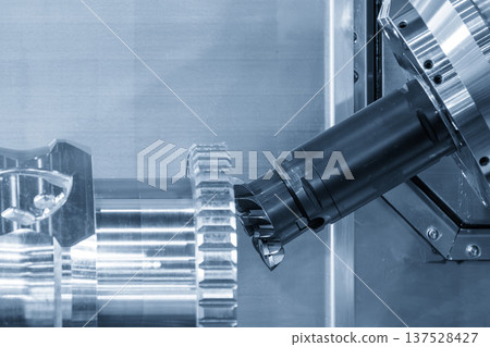 High-precision multi-tasking CNC machine using an indexable cutting tool for end-face machining of industrial gear components. 137528427