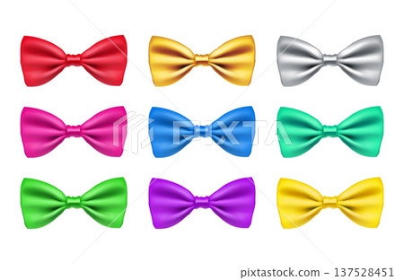 Shiny bow ties from satin material 137528451