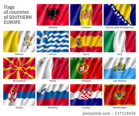 Flags of Southern Europe countries Flags of Southern Europe countries 137528456