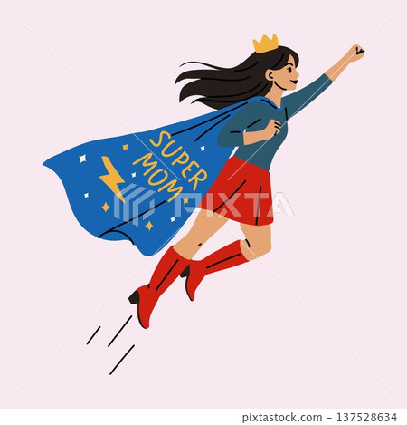 Mothers Day Super Mom Hero Character Cartoon Mothers Day Super Mom Hero Character Cartoon 137528634