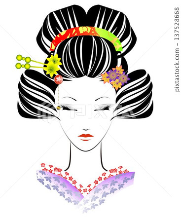 Woman's face, Japanese hairstyle, kimono 137528668