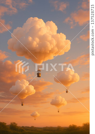 雲朵氣球漂浮在空中 137528715