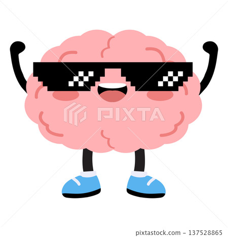 Cartoon Brain Character Wearing Sunglasses Cartoon Brain Character Wearing Sunglasses 137528865