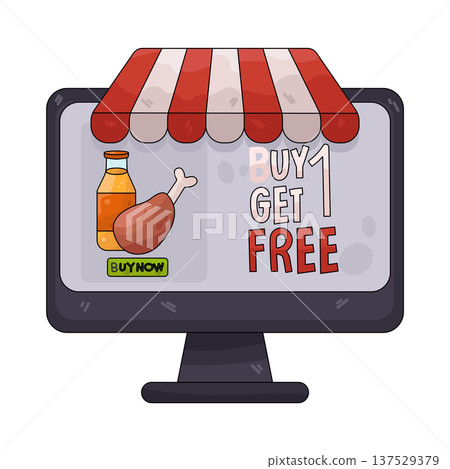 Illustration of food and drink online shop 137529379