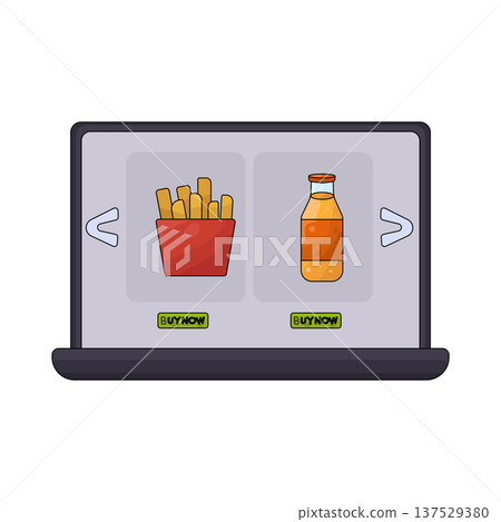 Illustration of food and drink online shop 137529380