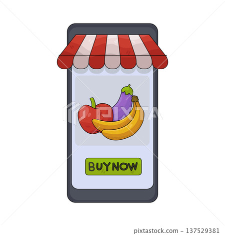 Illustration of fruit and vegetable online shop 137529381