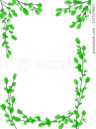 綠色葉子邊框背景素材,自然植物插圖,留白空間 綠色葉子邊框背景素材,自然植物插圖,留白空間 137529867