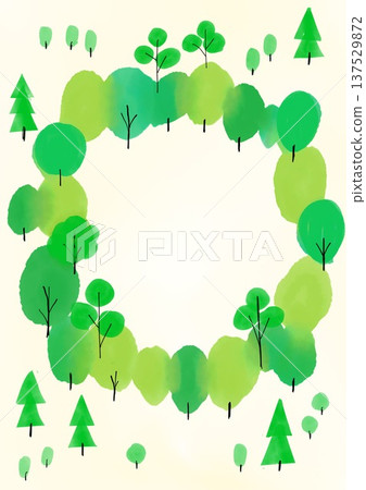 Tree and forest circular frame background material natural plant illustration 137529872