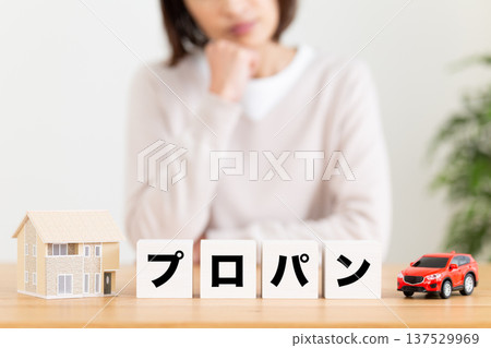 A middle-aged woman struggling with a block of propane 137529969