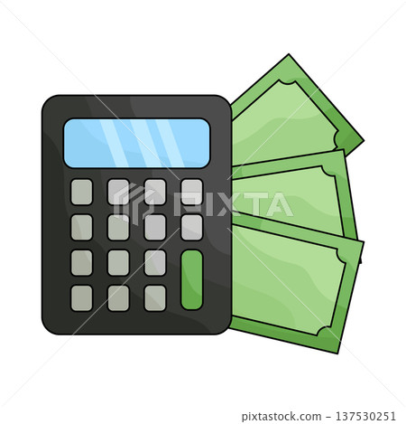 Illustration of Cash and calculator Illustration of Cash and calculator 137530251