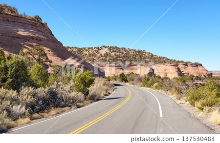 Scenic road in Colorado National Monument, Colorado, USA. Scenic road in Colorado National Monument, Colorado, USA. 137530483