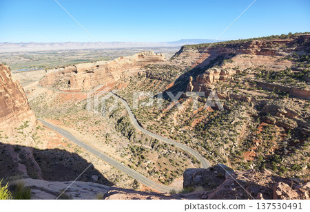 Winding road in Colorado National Monument Park, Colorado, USA. Winding road in Colorado National Monument Park, Colorado, USA. 137530491