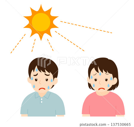 被酷熱和強烈的陽光曬得筋疲力盡的成年男女 137530665