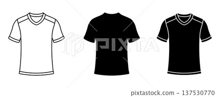 Black and white soccer jersey icons set, without background 137530770