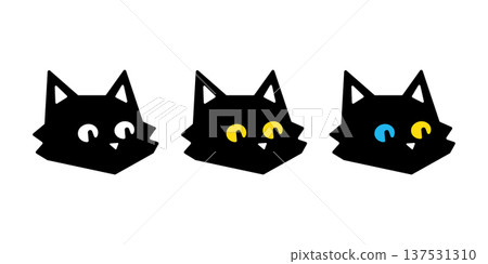 cat vector face black kitten head tangram geography blue yellow eye calico icon logo cartoon character pet animal doodle illustration symbol graphic design 137531310