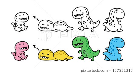 dinosaur vector icon t-rex Tyrannosaurus rex cartoon character doodle mascot walking sleeping logo illustration isolated design dinosaur vector icon t-rex Tyrannosaurus rex cartoon character doodle mascot walking sleeping logo illustration isolated design 137531313