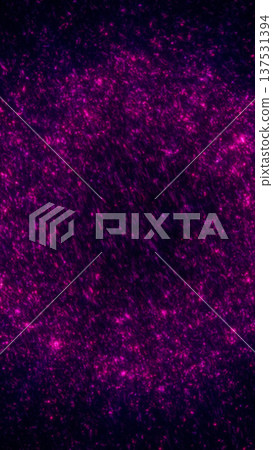 Abstract magenta cosmic dust ring with swirling particles on a dark background, creating a vibrant space energy texture 137531394