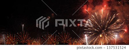 Banner Red Firework celebrate anniversary happy new year 2024 4th of july holiday festival. Banner red firework night time celebrate national holiday. Countdown new year 2025 festival with copy space Banner Red Firework celebrate anniversary happy new year 2024 4th of july holiday festival. Banner red firework night time celebrate national holiday. Countdown new year 2025 festival with copy space 137531524
