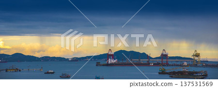 Banner Logistic shipping quay boat Engineering crane depot at logistic export terminal control. Banner Warehouse freight container yard loading quayside harbor port. Logistics portal with copy space Banner Logistic shipping quay boat Engineering crane depot at logistic export terminal control. Banner Warehouse freight container yard loading quayside harbor port. Logistics portal with copy space 137531569