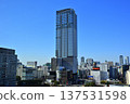 The skyscrapers of Sakae, Nagoya (The Landmark Nagoya Sakae) towering against the blue sky and the cityscape 1 137531598