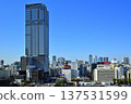 The skyscrapers of Sakae, Nagoya (The Landmark Nagoya Sakae) soaring under the blue sky and the cityscape 2 137531599