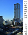 The skyscrapers of Sakae, Nagoya (The Landmark Nagoya Sakae) soaring under the blue sky and the cityscape 5 137531602