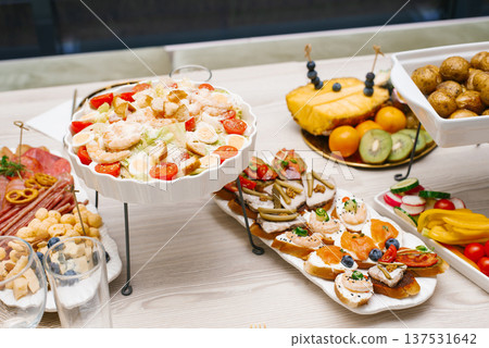 Snacks Festive Table Buffet Restaurant 137531642