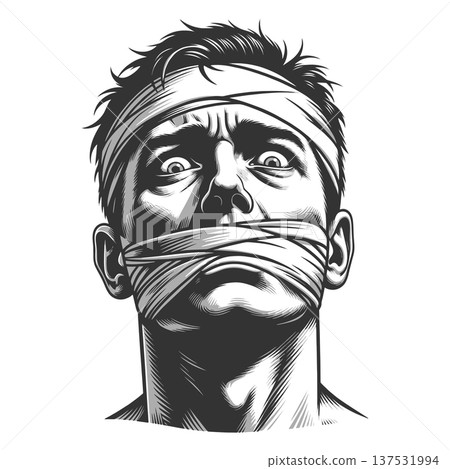Man With Mouth Taped Shut Censorship Concept Man With Mouth Taped Shut Censorship Concept 137531994