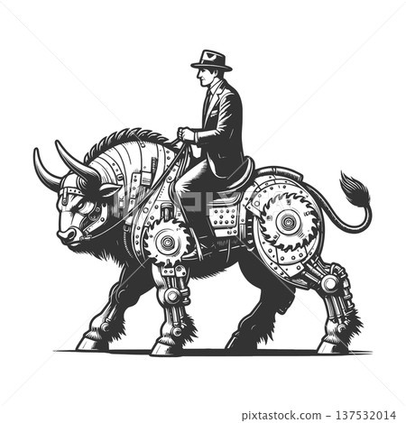 Businessman Riding Mechanical Bull vector Businessman Riding Mechanical Bull vector 137532014