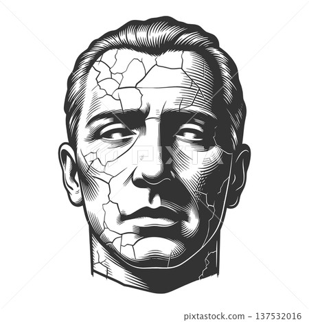 Cracked Classical Marble Statue Face vector 137532016