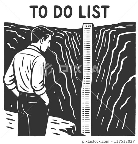 Overwhelming To Do List Falling Into Abyss vector Overwhelming To Do List Falling Into Abyss vector 137532027