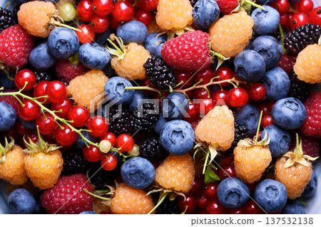 Macro background of mixed berries filling the frame 137532138