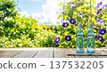 夏日風景：牽牛花和拉姆內汽水瓶 137532205