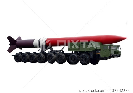 Military ballistic missile system isolated on white background. Military ballistic missile system isolated on white background. 137532284