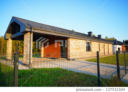 Modern Scandinavian Barnhouse Project. Contemporary barn design as suburb house. 137532304