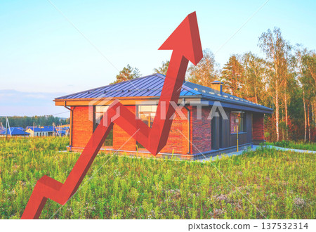 Real estate rising cost. Housing price, market mortgage rates. Housing construction Real estate rising cost. Housing price, market mortgage rates. Housing construction 137532314