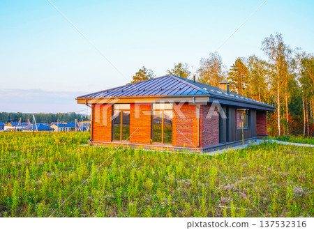 Modern suburban Home. New Home Modern House Facade. Suburb building development.  137532316