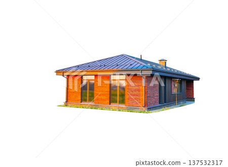 Suburban Home isolated on white background. New Home. Modern House Facade background 137532317