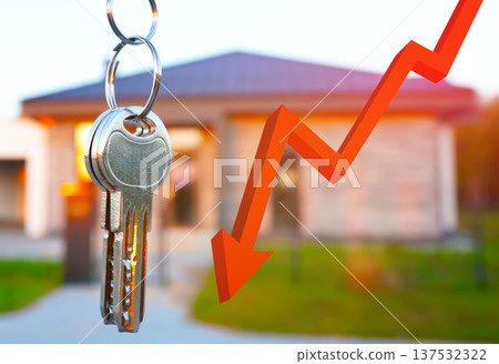 declining real estate prices or housing affordability. Buying home. Keys at modern private home declining real estate prices or housing affordability. Buying home. Keys at modern private home 137532322