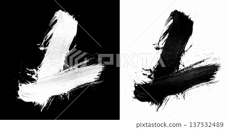 Brushstroke letter L in bold grunge style on split isolated black and white background, symbolizing contrast and creativity Brushstroke letter L in bold grunge style on split isolated black and white background, symbolizing contrast and creativity 137532489