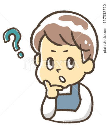 A man in an apron thinking 137532710