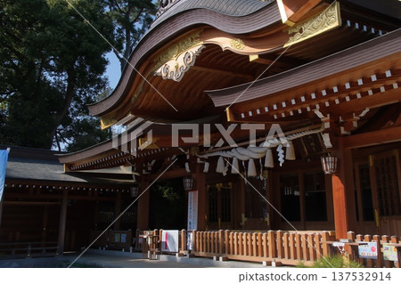 Kamegaike Hachiman Shrine's main hall Kamegaike Hachiman Shrine's main hall 137532914