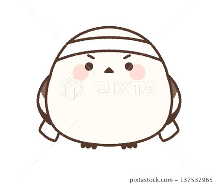 A long-tailed tit cheering with a white headband A long-tailed tit cheering with a white headband 137532965