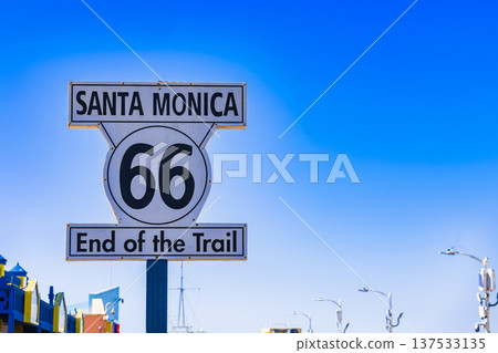 Santa Monica Pier, Los Angeles, Route 66 End Sign Santa Monica Pier, Los Angeles, Route 66 End Sign 137533135